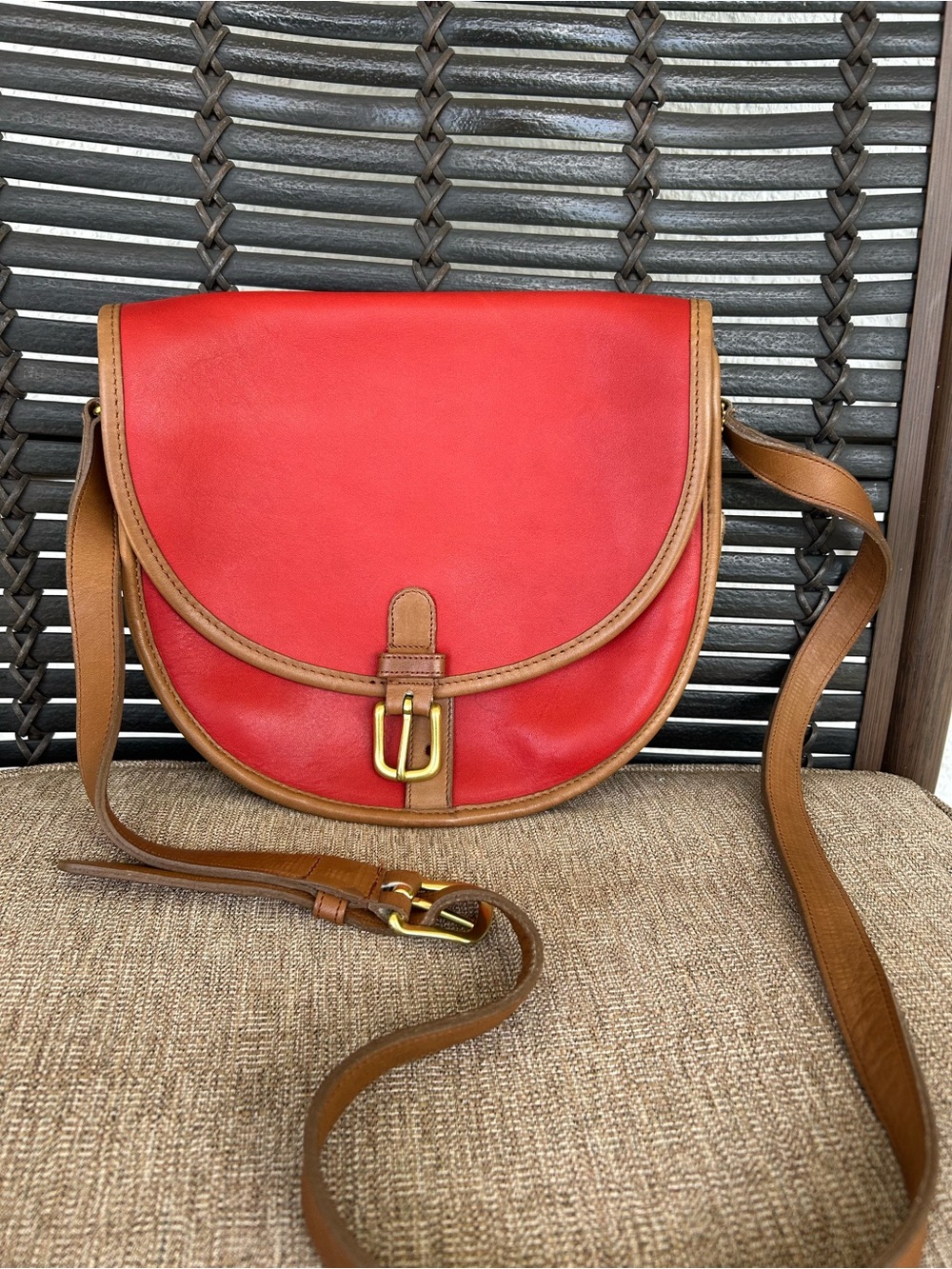Coach Spector riding bag Crossbody Bag - Red with Tan Trim